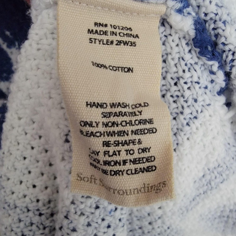 Soft Surroundings Marin Sweater Womens L Blue Floral Waffle Knit Tunic Pullover - Picture 8 of 12